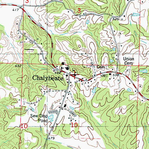 Topographic Map of Chalybeate, MS