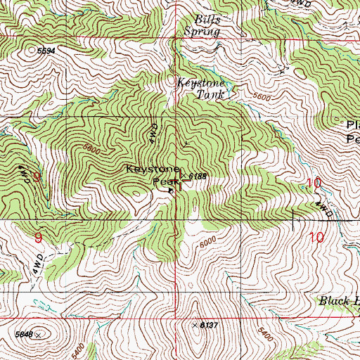 Topographic Map of Keystone Peak, AZ