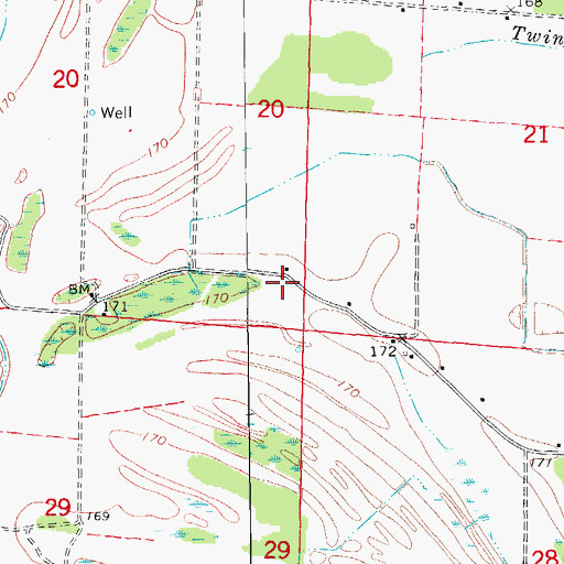 Topographic Map of Township of Wells Bayou, AR