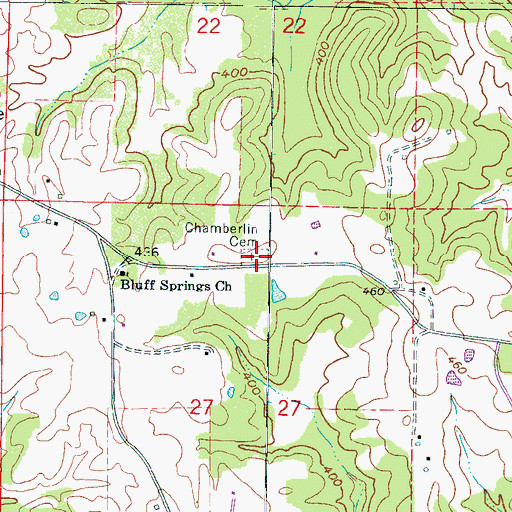 Topographic Map of Chamberlin Cemetery, MS