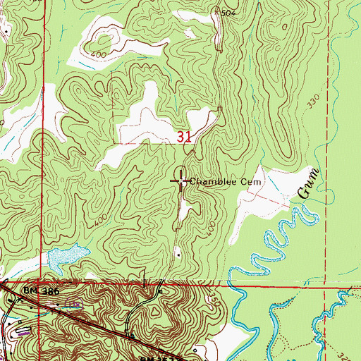 Topographic Map of Chamblee Cemetery, MS