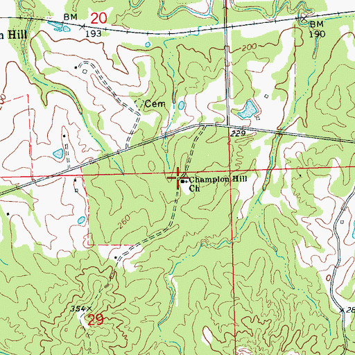 Topographic Map of Champion Hill Church, MS