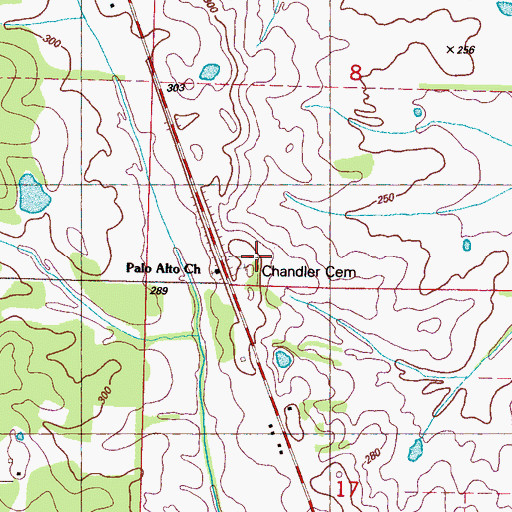 Topographic Map of Chandler Cemetery, MS