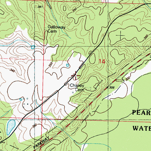 Topographic Map of Chaney Cemetery, MS