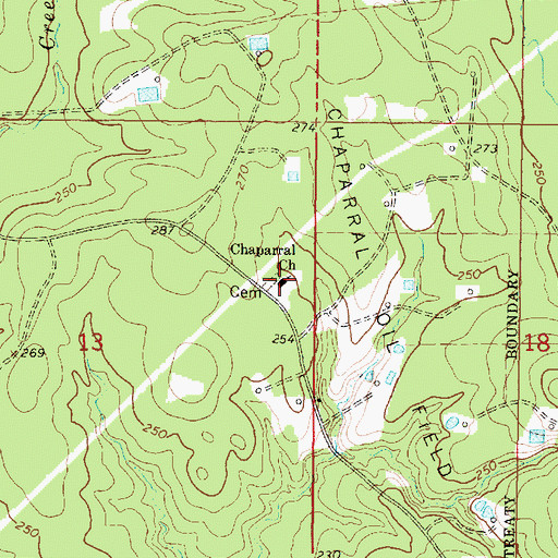 Topographic Map of Chaparral Church, MS