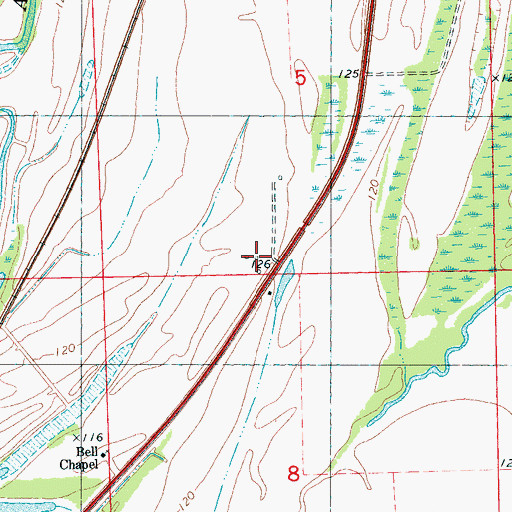 Topographic Map of Chapel Bell, MS