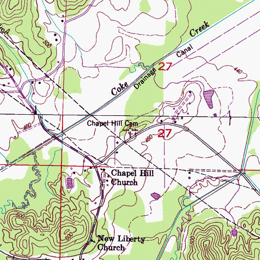 Topographic Map of Chapel Hill Cemetery, MS