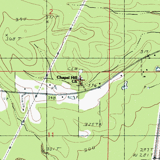 Topographic Map of Chapel Hill Church, MS