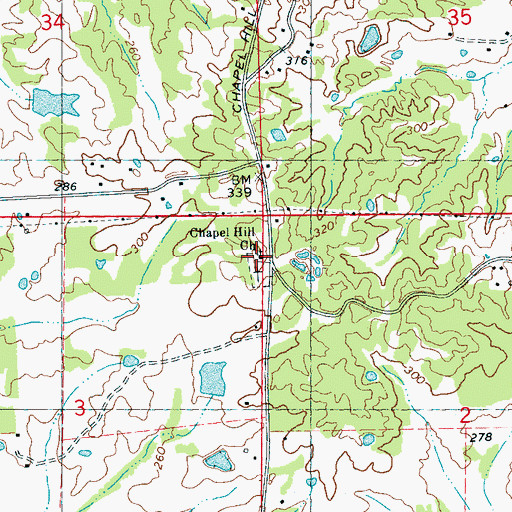 Topographic Map of Chapel Hill Church, MS