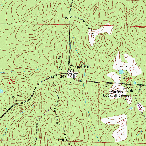 Topographic Map of Chapel Hill Church, MS