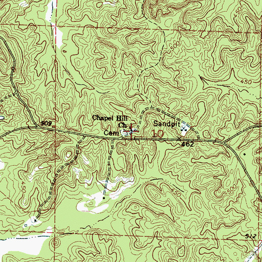 Topographic Map of Chapel Hill Methodist Church, MS