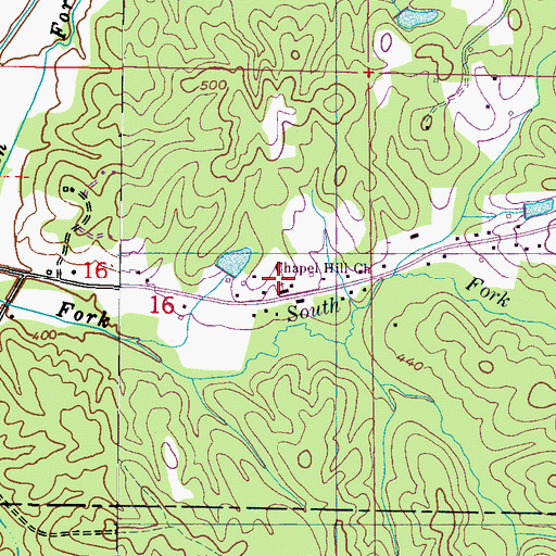 Topographic Map of Chapel Hill Church, MS