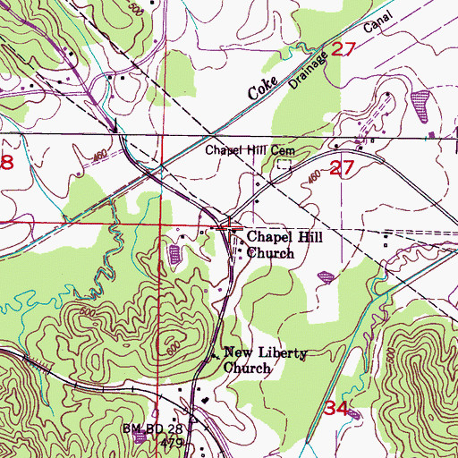Topographic Map of Chapel Hill Church, MS