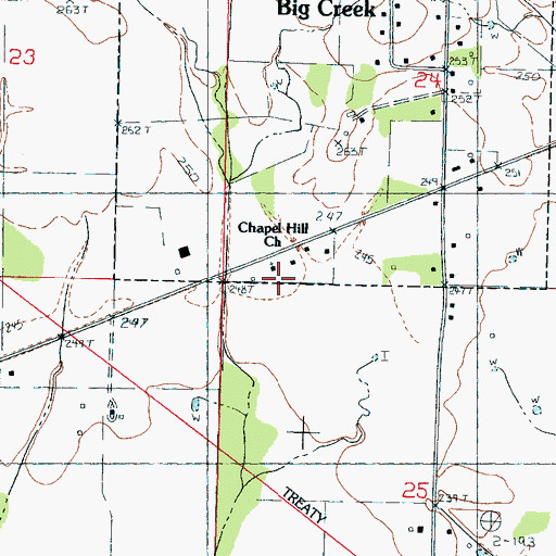 Topographic Map of Chapel Hill School, MS