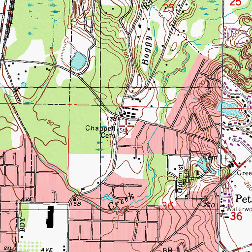 Topographic Map of Chappell Cemetery, MS