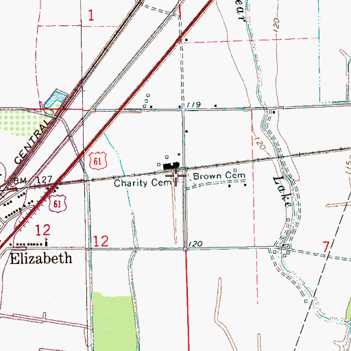 Topographic Map of Charity Cemetery, MS