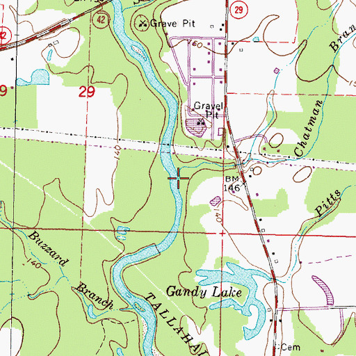 Topographic Map of Chatman Branch, MS