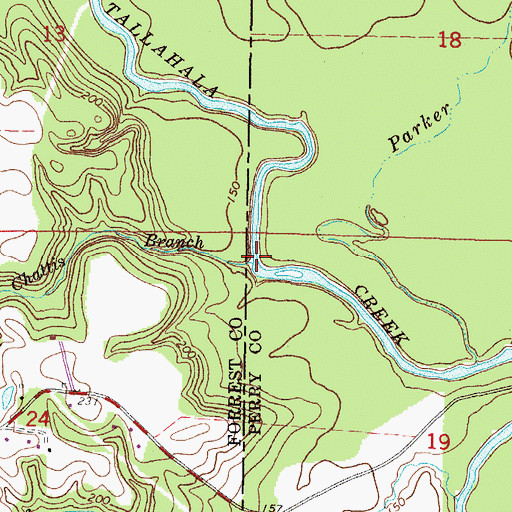 Topographic Map of Chattis Branch, MS