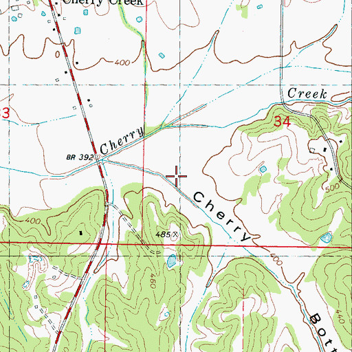 Topographic Map of Cherry Bottom, MS