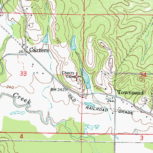 Topographic Map of Cherry Cemetery, MS