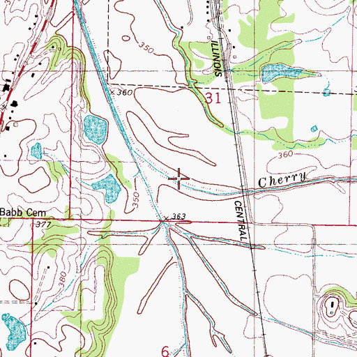 Topographic Map of Cherry Creek, MS