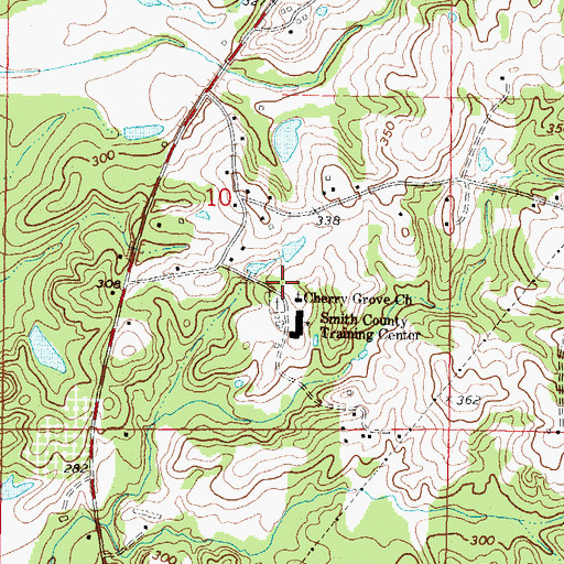 Topographic Map of Cherry Grove Church, MS