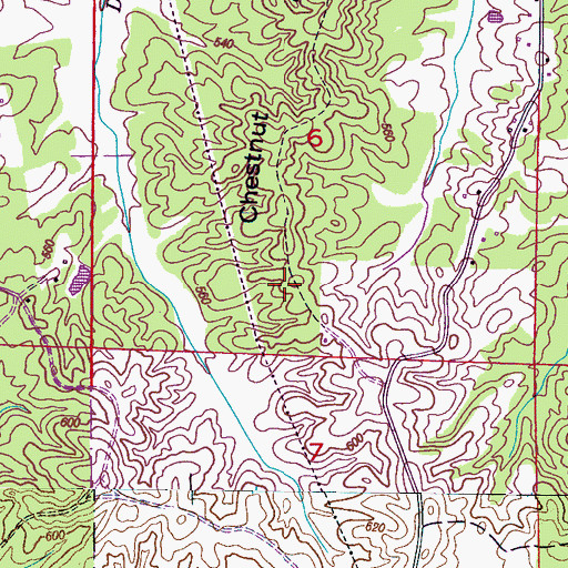 Topographic Map of Chestnut Ridge, MS