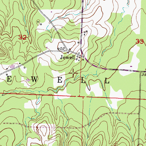 Topographic Map of Township of Jewell, AR