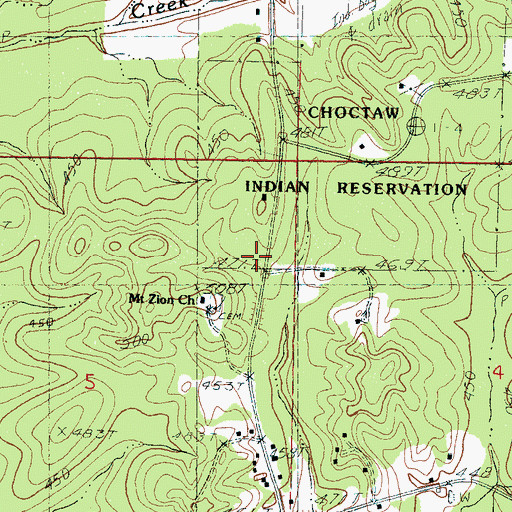 Topographic Map of Chestnut Springs School, MS