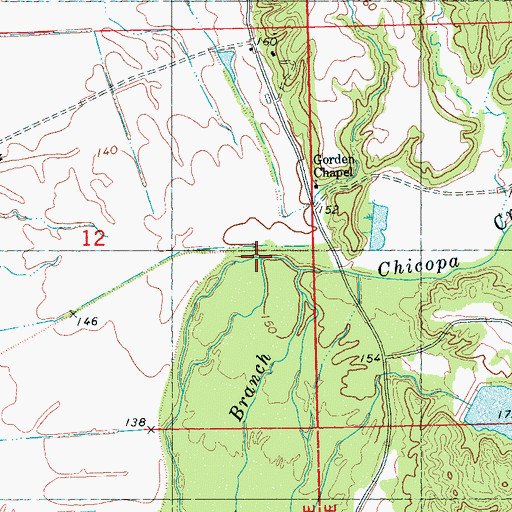 Topographic Map of Chicopa Creek, MS