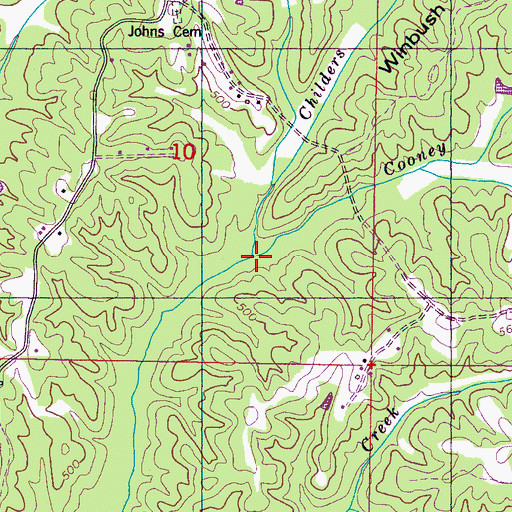 Topographic Map of Childers Branch, MS
