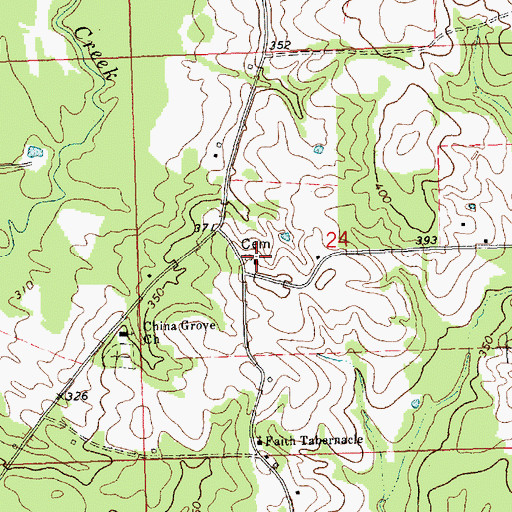 Topographic Map of China Grove Church of God, MS