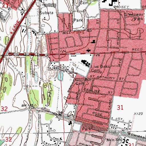 Topographic Map of Chinese Cemetery, MS