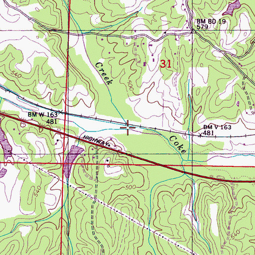 Topographic Map of Choate Creek, MS