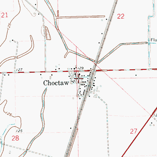 Topographic Map of Choctaw, MS