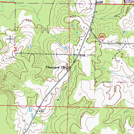 Topographic Map of Choctaw Church, MS