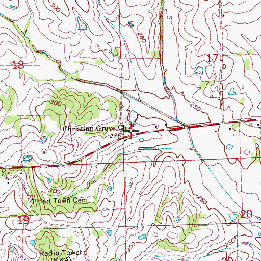 Topographic Map of Christian Grove Church, MS