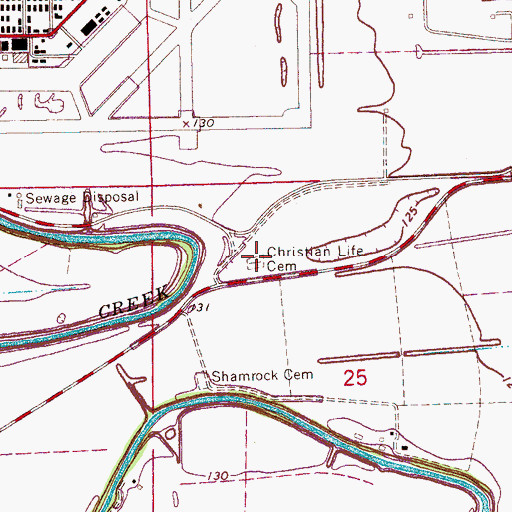 Topographic Map of Christian Life Cemetery, MS
