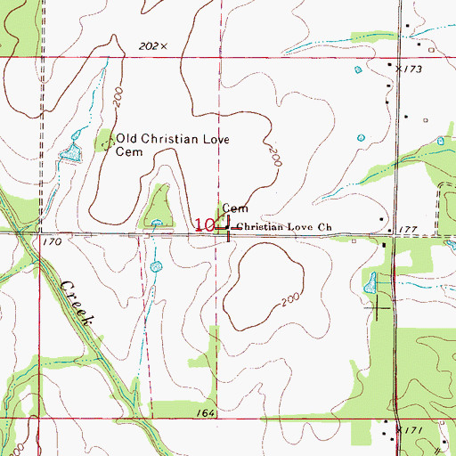 Topographic Map of Christian Love Church, MS