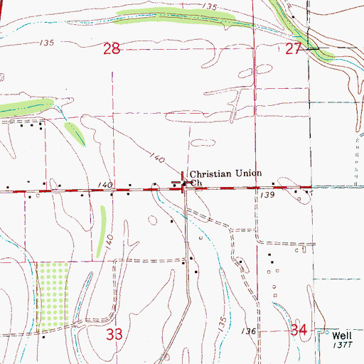 Topographic Map of Christian Union Church, MS
