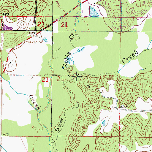 Topographic Map of Chubby Creek, MS