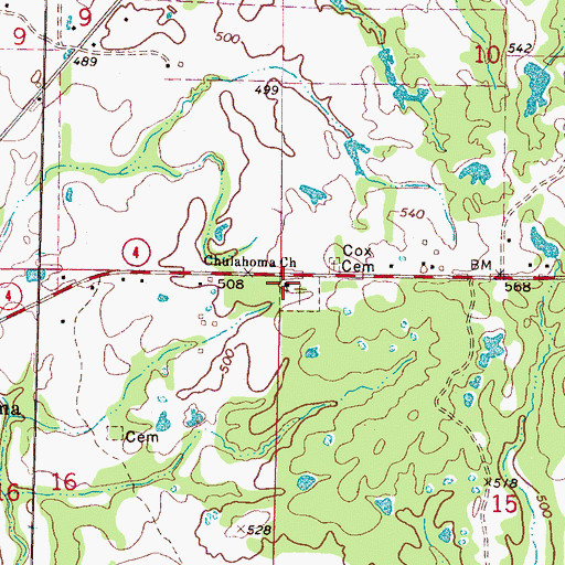 Topographic Map of Chulahoma Church, MS