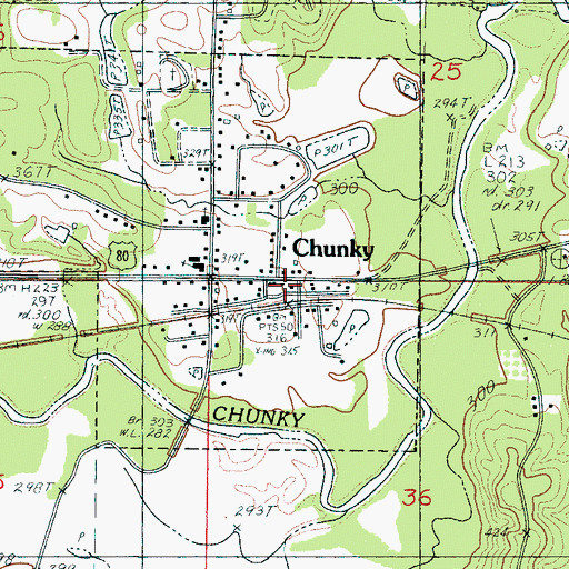 Topographic Map of Chunky, MS