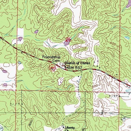 Topographic Map of Church of Christ, MS