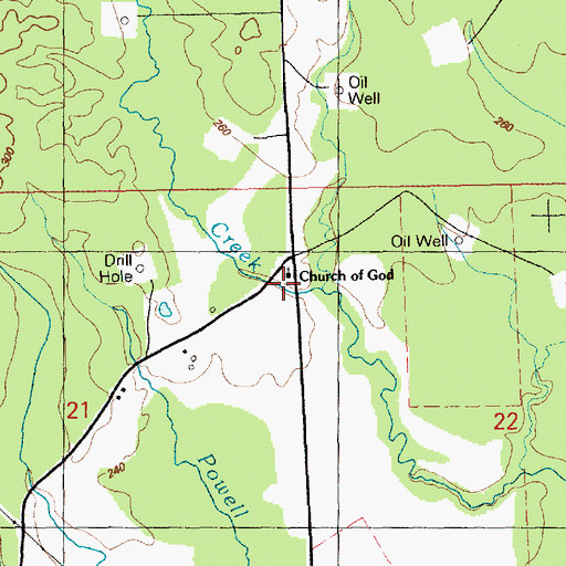 Topographic Map of Church of God, MS