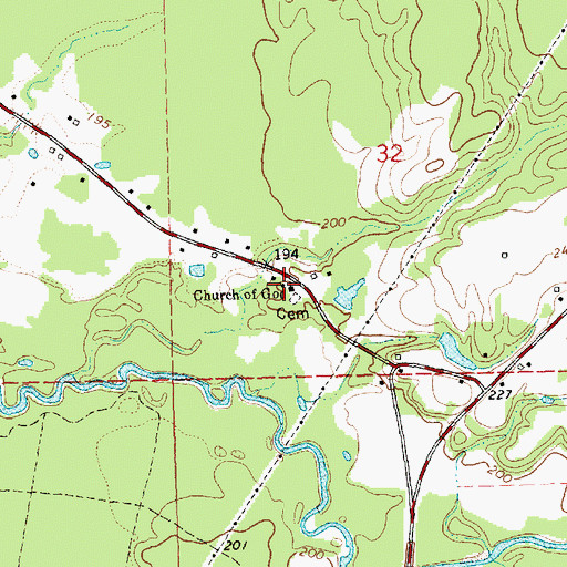 Topographic Map of Church of God, MS