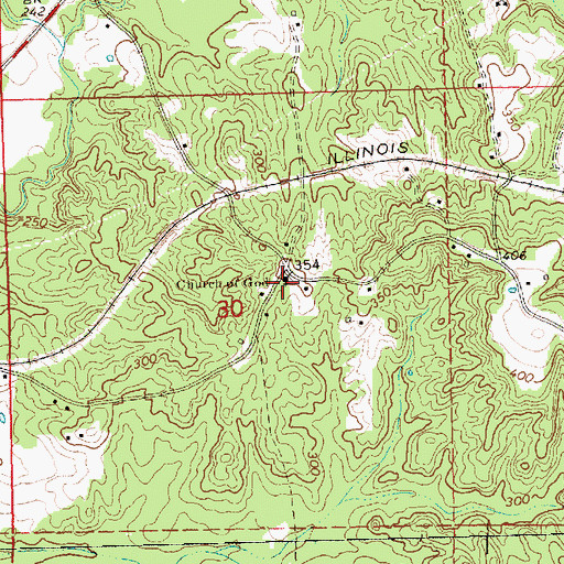 Topographic Map of Church of God, MS