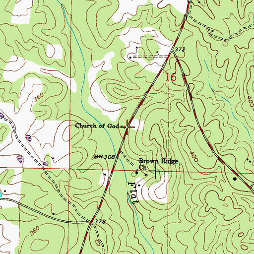 Topographic Map of Church of God, MS