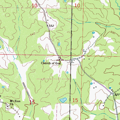 Topographic Map of Church of God, MS