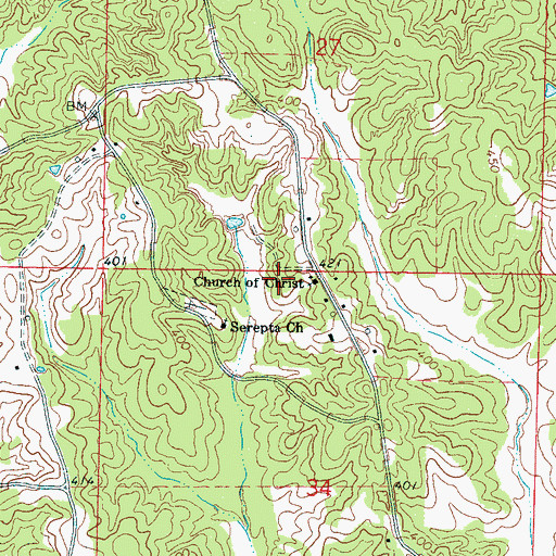 Topographic Map of Church of God, MS